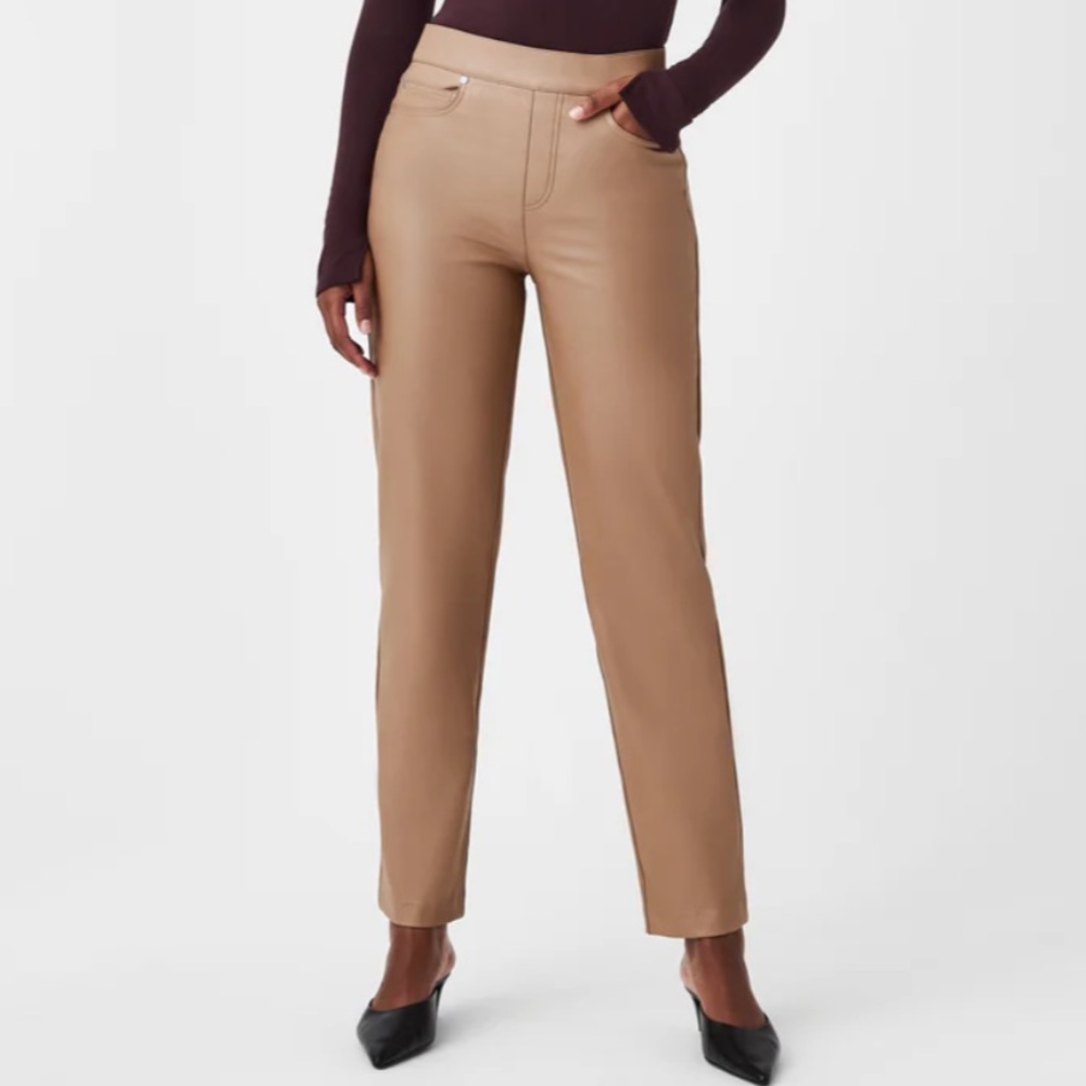 SPANX Leather-Like Straight Leg Pant TOFFEE